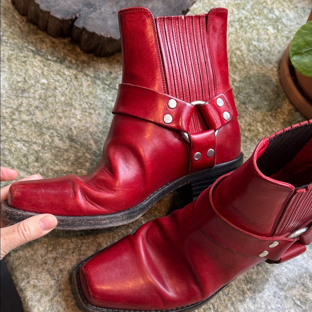 Re/Done Red Combat & Moto Boots